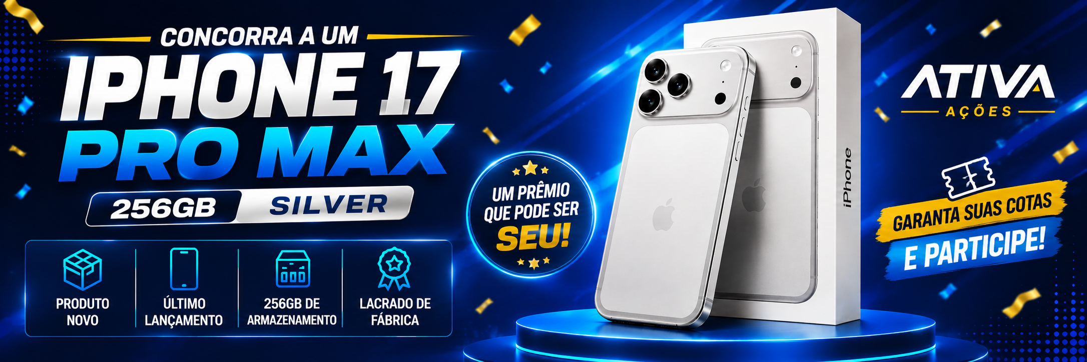 iPhone 17 Pro Max 256GB Silver ou R$5.000